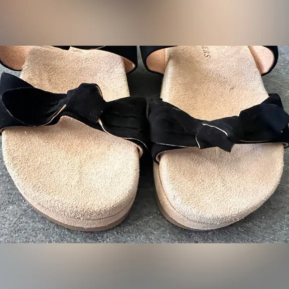 JACK ROGERS Sz 8.5 Black Suede Monica Double Knot Platform Sandals