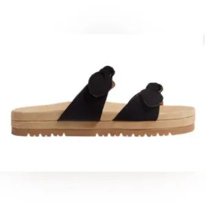 JACK ROGERS Sz 8.5 Black Suede Monica Double Knot Platform Sandals