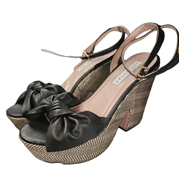James Chan retro bow platform sandals