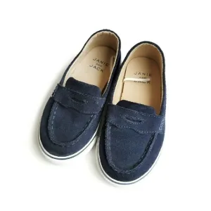 Janie &amp; Jack 9 Leather Suede Driving Loafers Blue