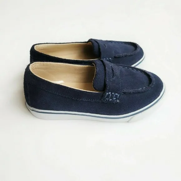 Janie &amp; Jack 9 Leather Suede Driving Loafers Blue