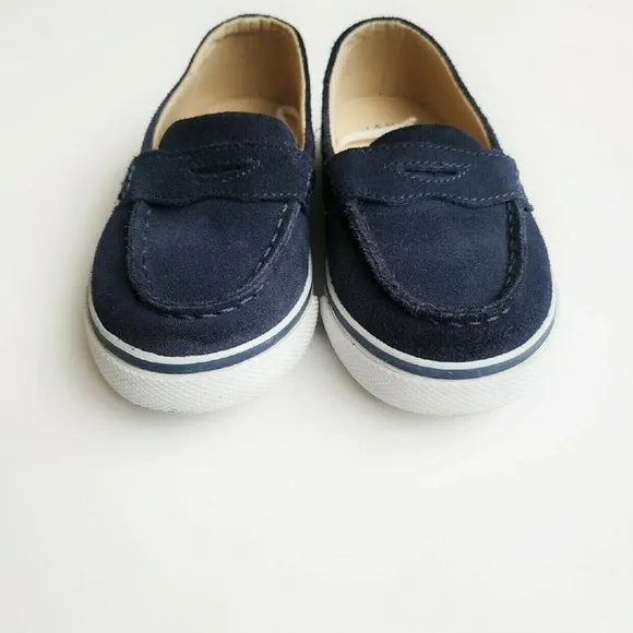 Janie &amp; Jack 9 Leather Suede Driving Loafers Blue