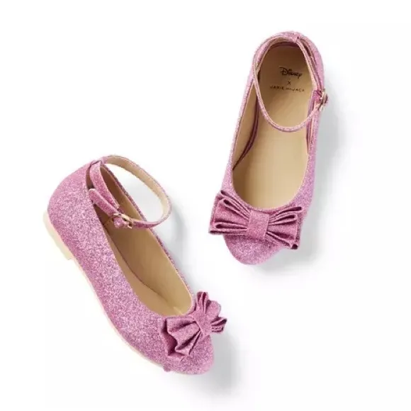 Janie And Jack Disney Princess Aurora Pink Glitter Ballet Flats Kids Shoes