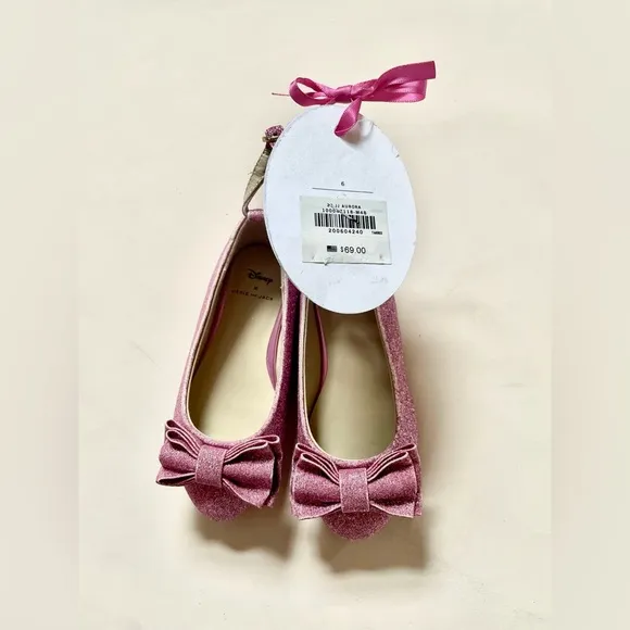 Janie And Jack Disney Princess Aurora Pink Glitter Ballet Flats Kids Shoes