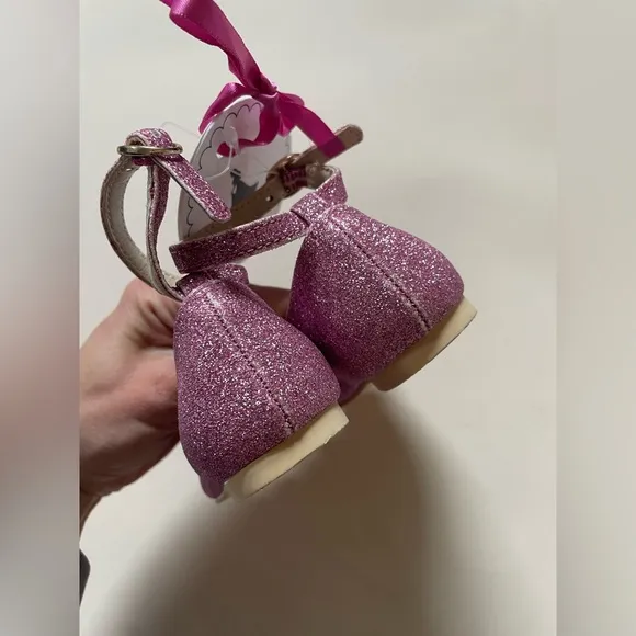 Janie And Jack Disney Princess Aurora Pink Glitter Ballet Flats Kids Shoes