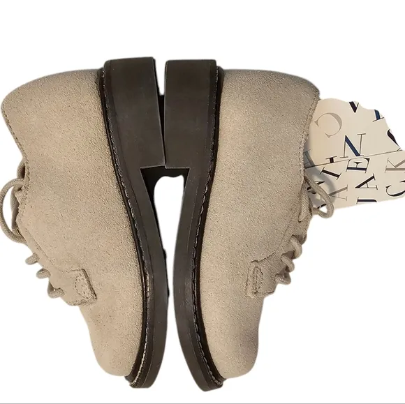 Janie and Jack Shoes Light Gray Cream Suede Oxford Shoes Toddler Boy's Size 6