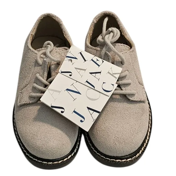 Janie and Jack Shoes Light Gray Cream Suede Oxford Shoes Toddler Boy's Size 6