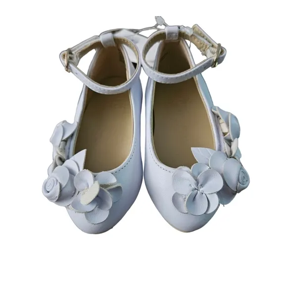 Janie and Jack White Floral Ankle Strap Dress Shoes Sz 6 NWT