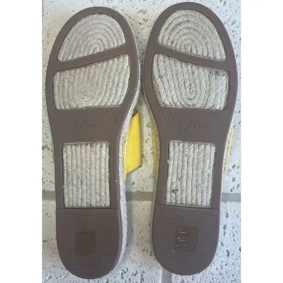J.Crew Canvas Twisted Knot Espadrille Slip On Sandals Yellow Size 11 Style AN887