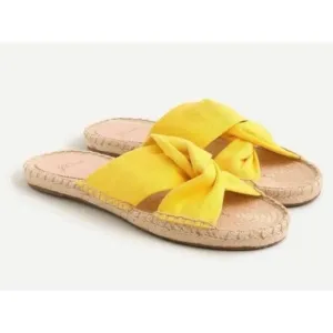 J.Crew Canvas Twisted Knot Espadrille Slip On Sandals Yellow Size 11 Style AN887