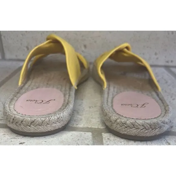 J.Crew Canvas Twisted Knot Espadrille Slip On Sandals Yellow Size 11 Style AN887