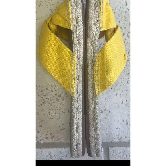 J.Crew Canvas Twisted Knot Espadrille Slip On Sandals Yellow Size 11 Style AN887