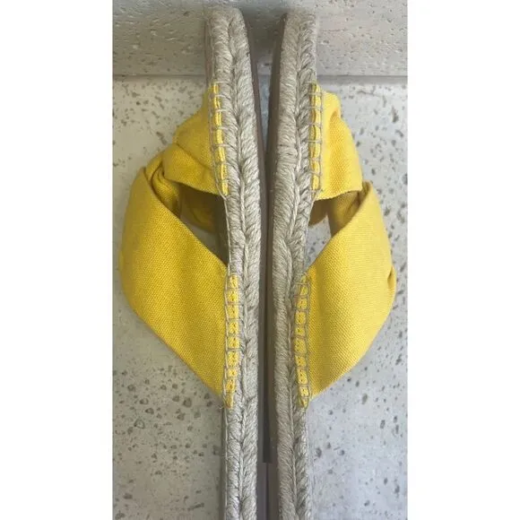 J.Crew Canvas Twisted Knot Espadrille Slip On Sandals Yellow Size 11 Style AN887