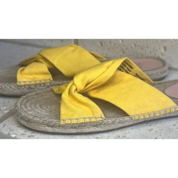 J.Crew Canvas Twisted Knot Espadrille Slip On Sandals Yellow Size 11 Style AN887