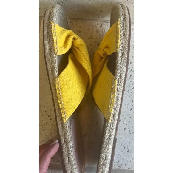 J.Crew Canvas Twisted Knot Espadrille Slip On Sandals Yellow Size 11 Style AN887
