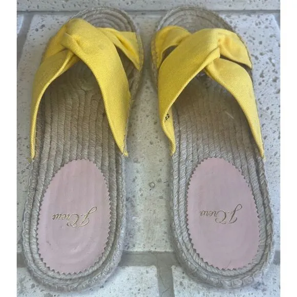 J.Crew Canvas Twisted Knot Espadrille Slip On Sandals Yellow Size 11 Style AN887