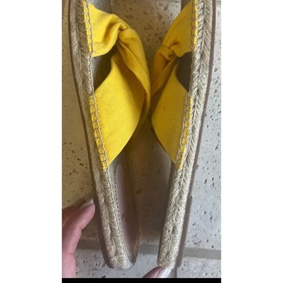 J.Crew Canvas Twisted Knot Espadrille Slip On Sandals Yellow Size 11 Style AN887