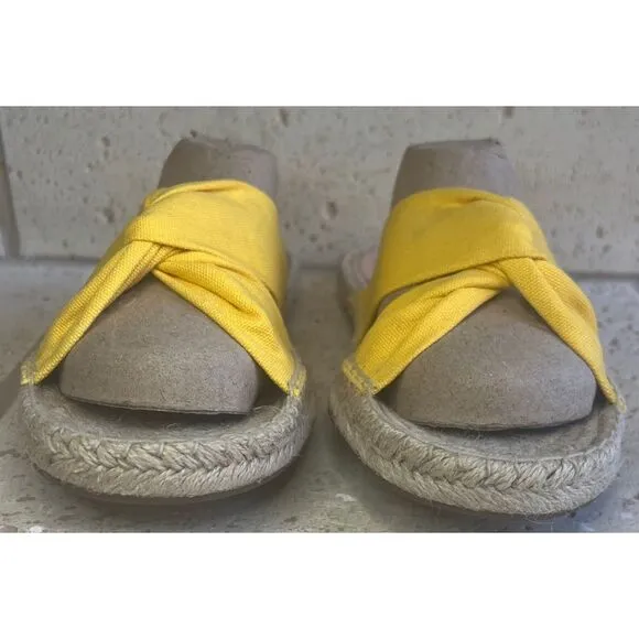 J.Crew Canvas Twisted Knot Espadrille Slip On Sandals Yellow Size 11 Style AN887