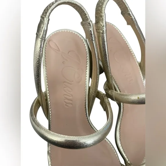 J.crew lucie slingback block-heel sandals in metallic leatherElegant size 5 1/2