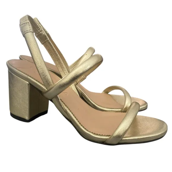 J.crew lucie slingback block-heel sandals in metallic leatherElegant size 5 1/2