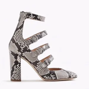 J.Crew Snakeskin leather strappy Mary Jane’s block heel pumps size 8