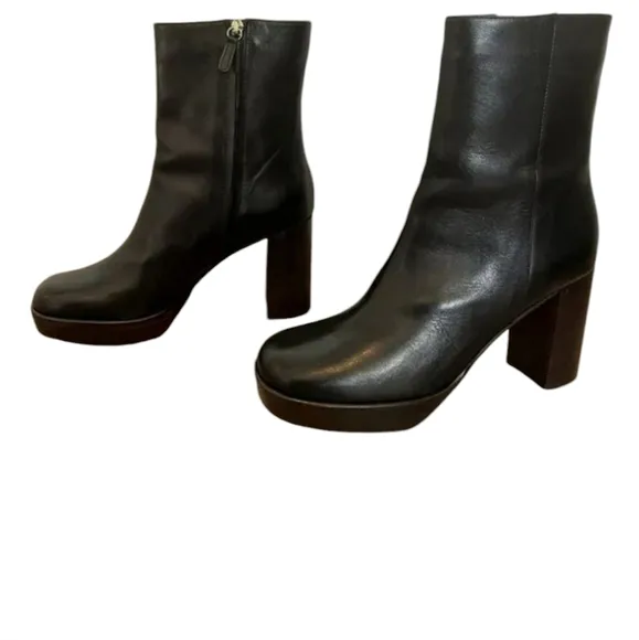 J.crew woman's black platform stack heel boots size 10.5