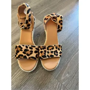 J. Crew Espadrille Léopard Wedge Sandals Size 9.5 NEW