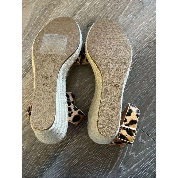 J. Crew Espadrille Léopard Wedge Sandals Size 9.5 NEW