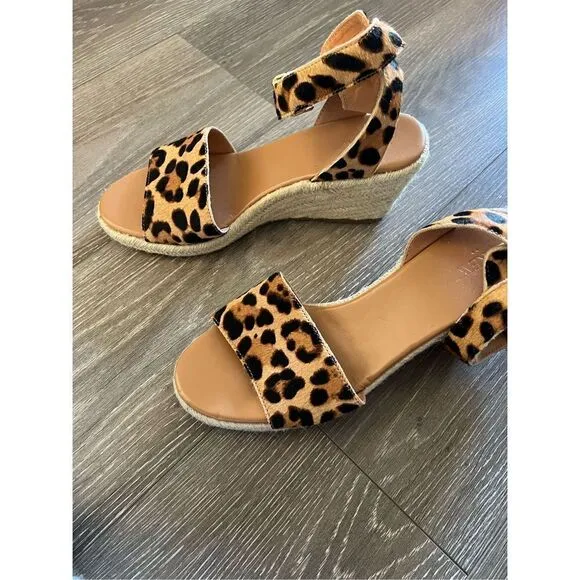 J. Crew Espadrille Léopard Wedge Sandals Size 9.5 NEW