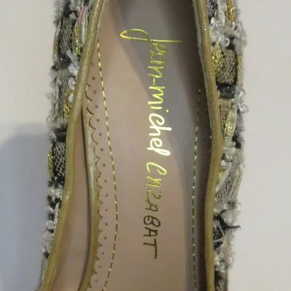 Jean-Michel Cazabat Lux Tweed Printed Peep Toe Heels Women's Pumps size 37 / 7