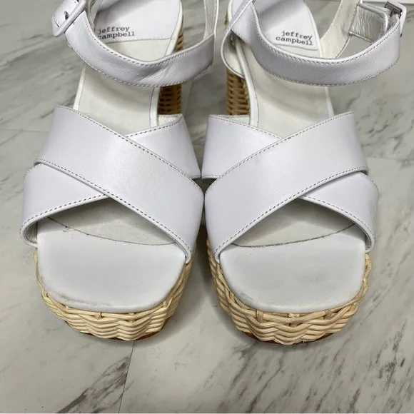 Jeffery Campbell Amma Woven Platform Heeled Sandal 10