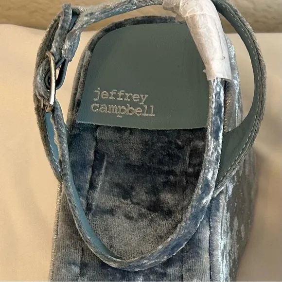 Jeffery Campbell Women’s Activate Blue Crushed Velvet Platform Sandal, Size 9