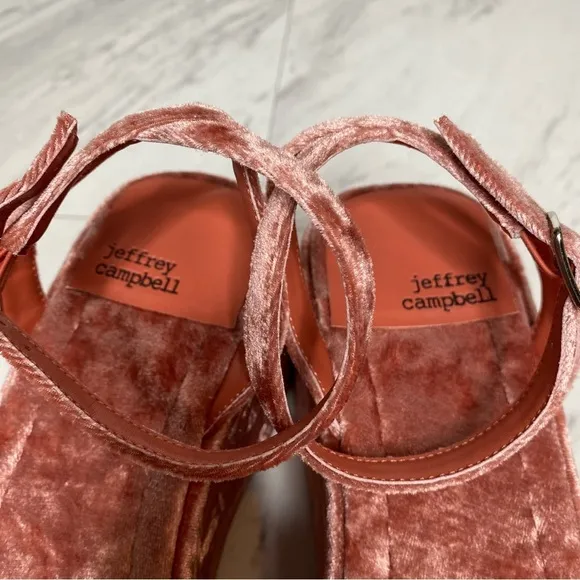 Jeffrey Campbell Activate Pink Velvet Platform Sandal 7