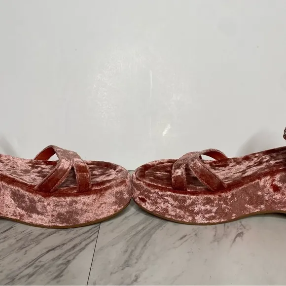 Jeffrey Campbell Activate Pink Velvet Platform Sandal 7