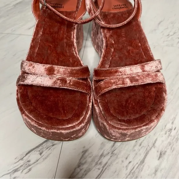 Jeffrey Campbell Activate Pink Velvet Platform Sandal 7