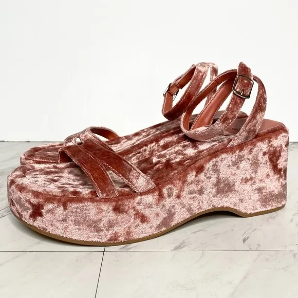 Jeffrey Campbell Activate Pink Velvet Platform Sandal 7