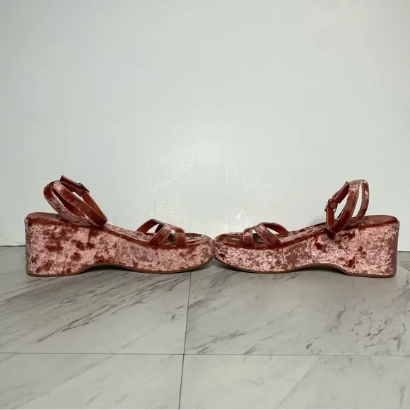 Jeffrey Campbell Activate Pink Velvet Platform Sandal 7