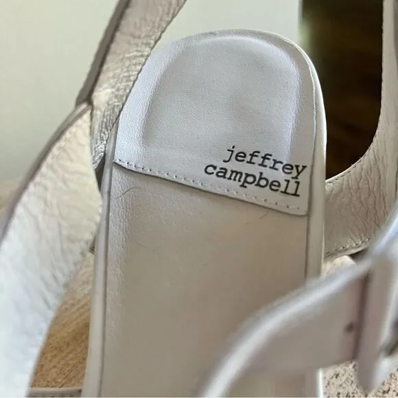 Jeffrey Campbell Amma Platform Sandals in White and Tan Size 10, NWOB