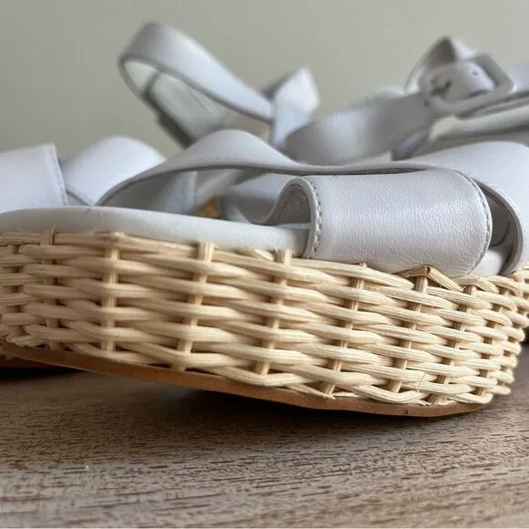 Jeffrey Campbell Amma Platform Sandals in White and Tan Size 10, NWOB