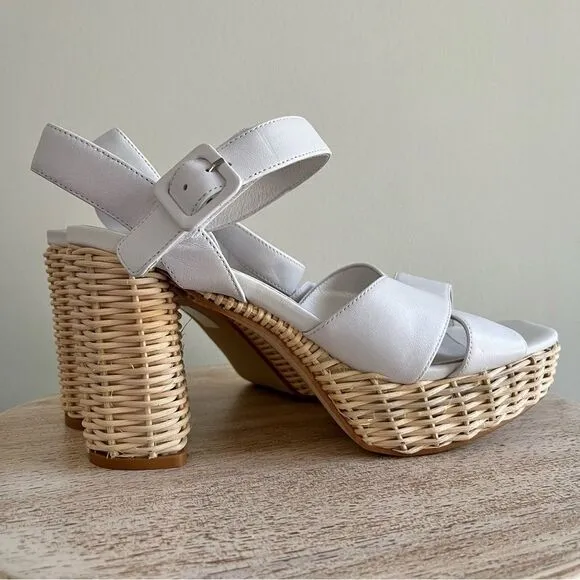 Jeffrey Campbell Amma Platform Sandals in White and Tan Size 10, NWOB