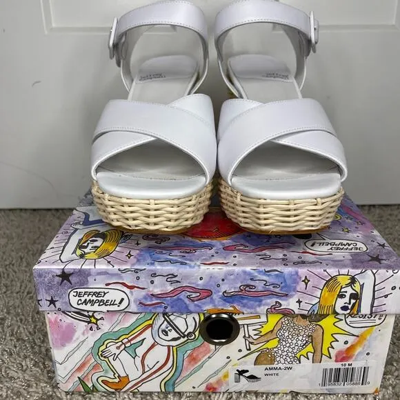 Jeffrey Campbell Amma Woven Heeled Platform Sandals NWB Size 10