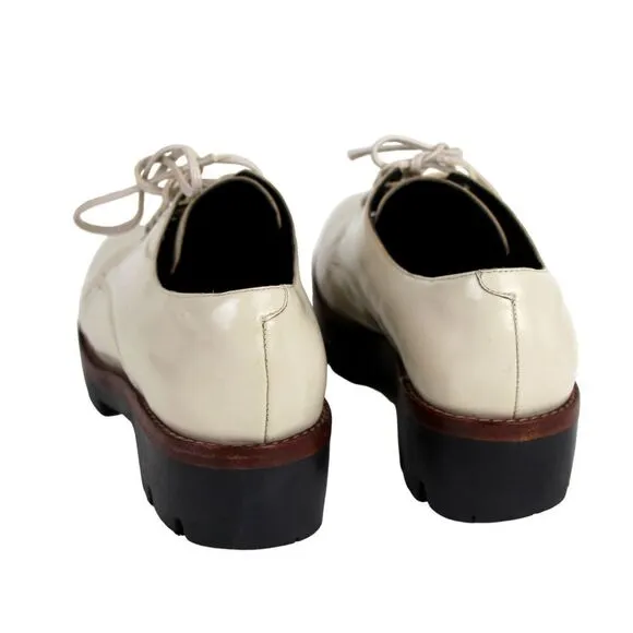 Jeffrey Campbell BEIGE GENUINE LEATHER LACE UP LOW HEEL WOMEN'S SHOES Size 7.5