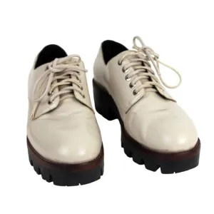 Jeffrey Campbell BEIGE GENUINE LEATHER LACE UP LOW HEEL WOMEN'S SHOES Size 7.5