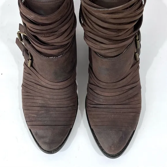 Jeffrey Campbell Boho Strappy Sliced Panel Leather Isley Ankle Boots