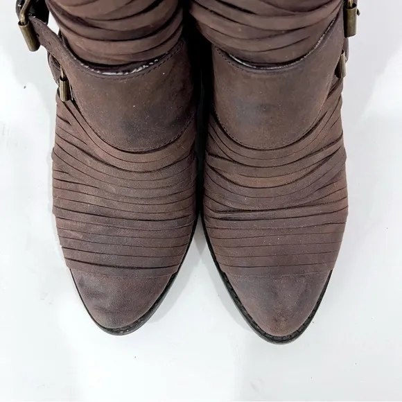 Jeffrey Campbell Boho Strappy Sliced Panel Leather Isley Ankle Boots