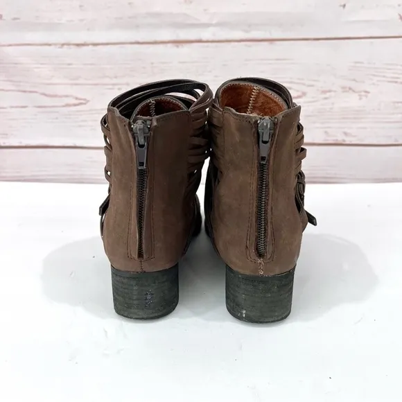 Jeffrey Campbell Boho Strappy Sliced Panel Leather Isley Ankle Boots
