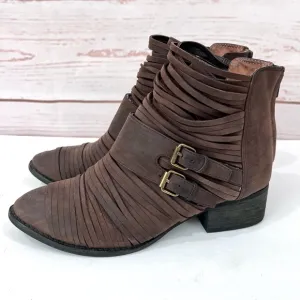 Jeffrey Campbell Boho Strappy Sliced Panel Leather Isley Ankle Boots