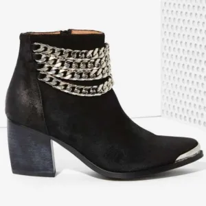 JEFFREY CAMPBELL Bravado Ankle Suede Boots In Black 7.