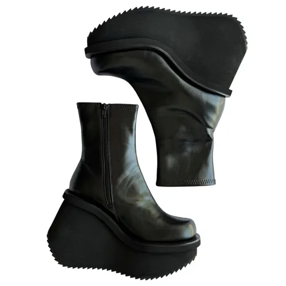 Jeffrey Campbell Constructs Platform Wedge Ankle Boot in Black | 9 NWOB