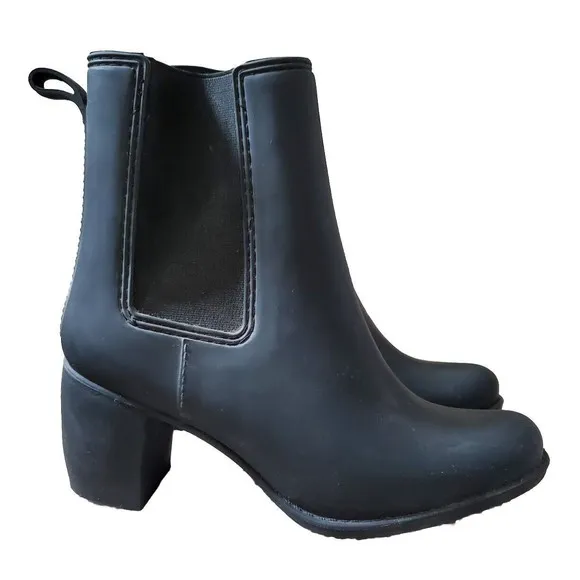 Jeffrey Campbell Havana Women 9 Black Rubber Hi Heel Slip On Ankle Booties